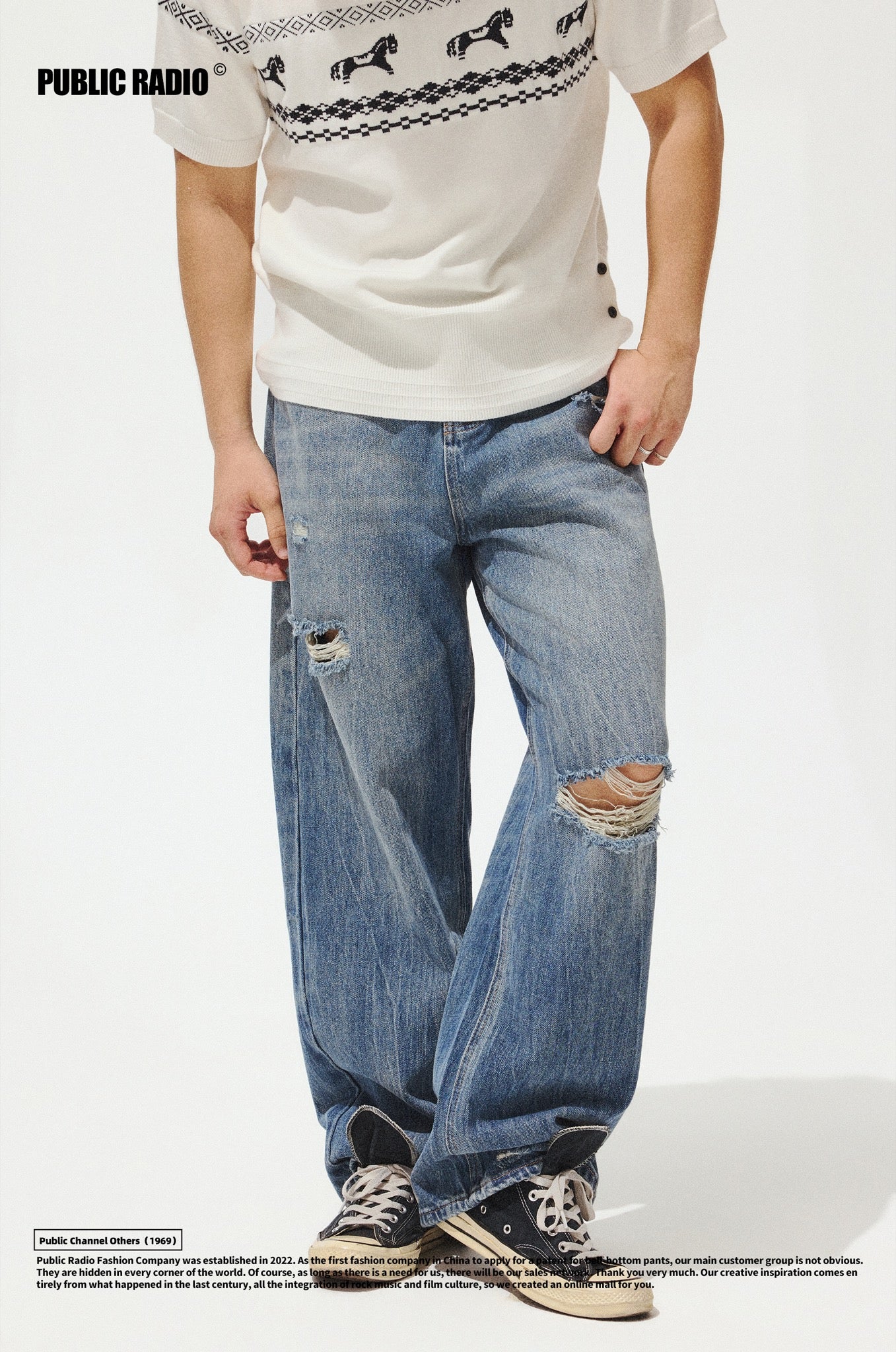 PUBLIC RADIO | Light Blue Washed Ripped Jeans - Image 5