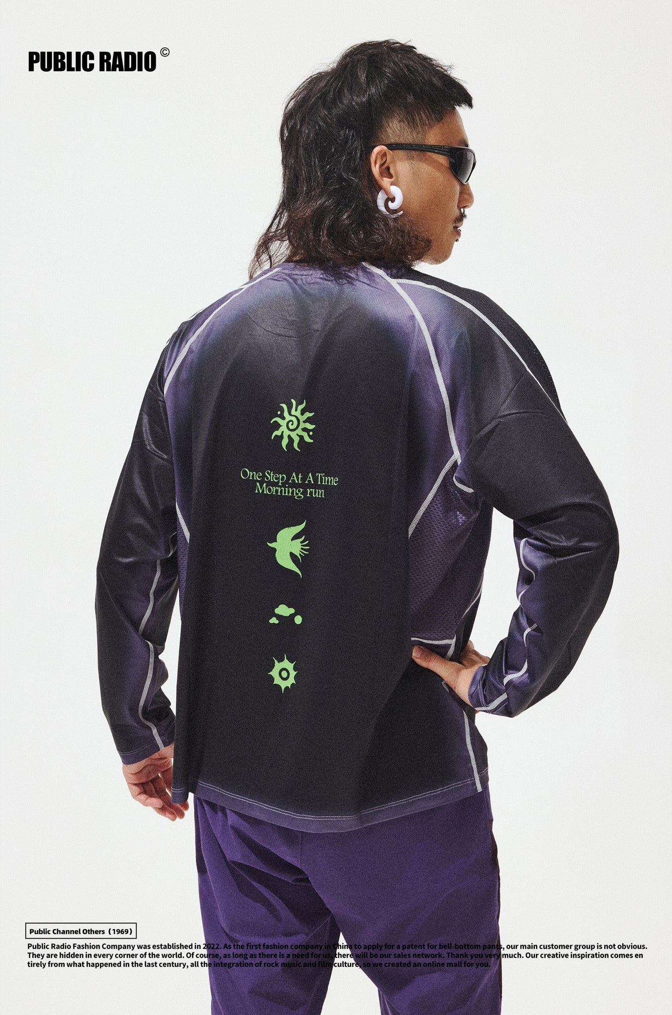 PUBLIC RADIO | Purple Printed Athletic Long Sleeve - Image 5