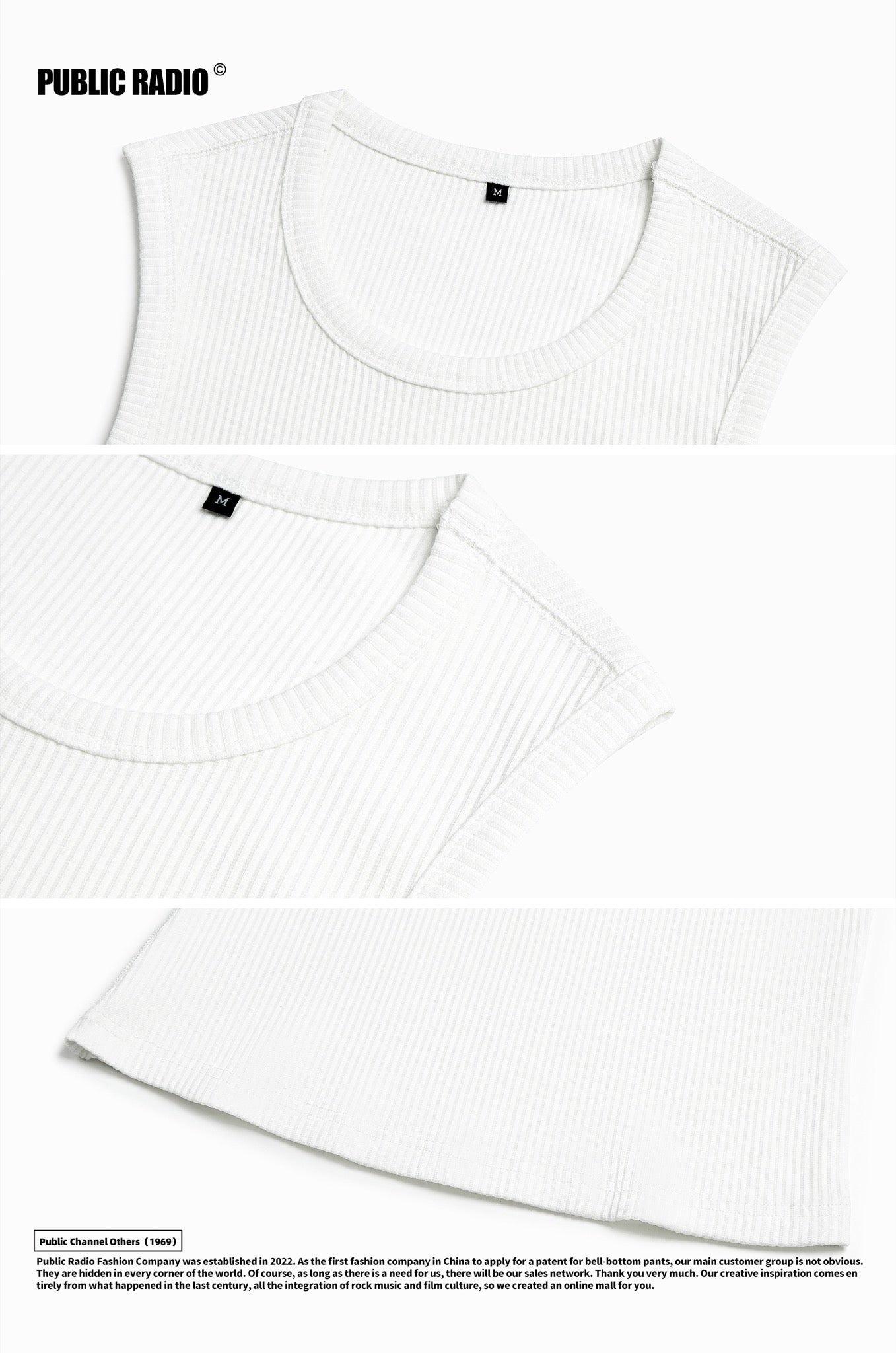 PUBLIC RADIO | White Black Ribbed Stretch Vest - Image 6