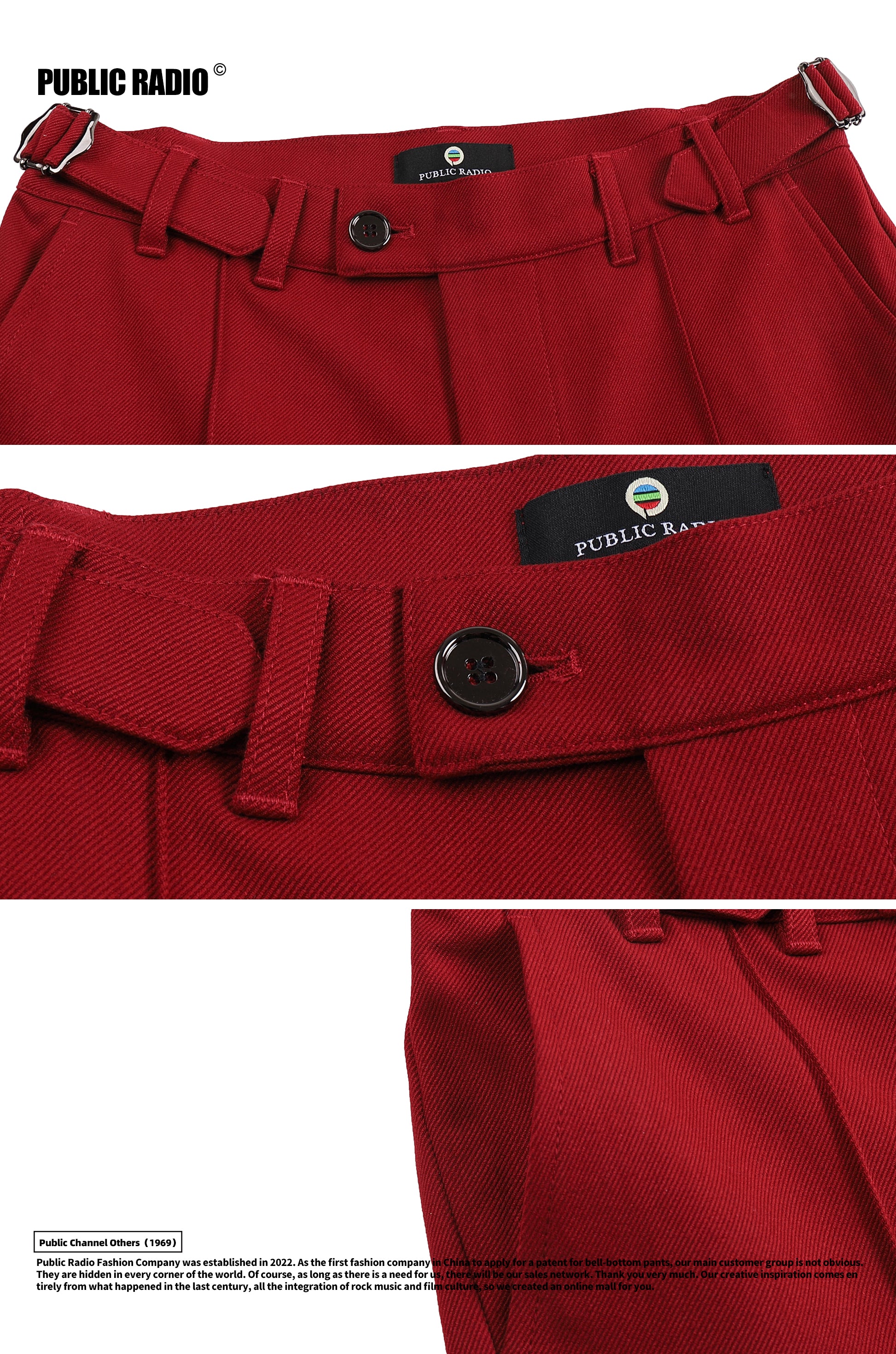PUBLIC RADIO | American 70S Classic Double Buckle Flared Pants Vintage Craft Australian Cashmere