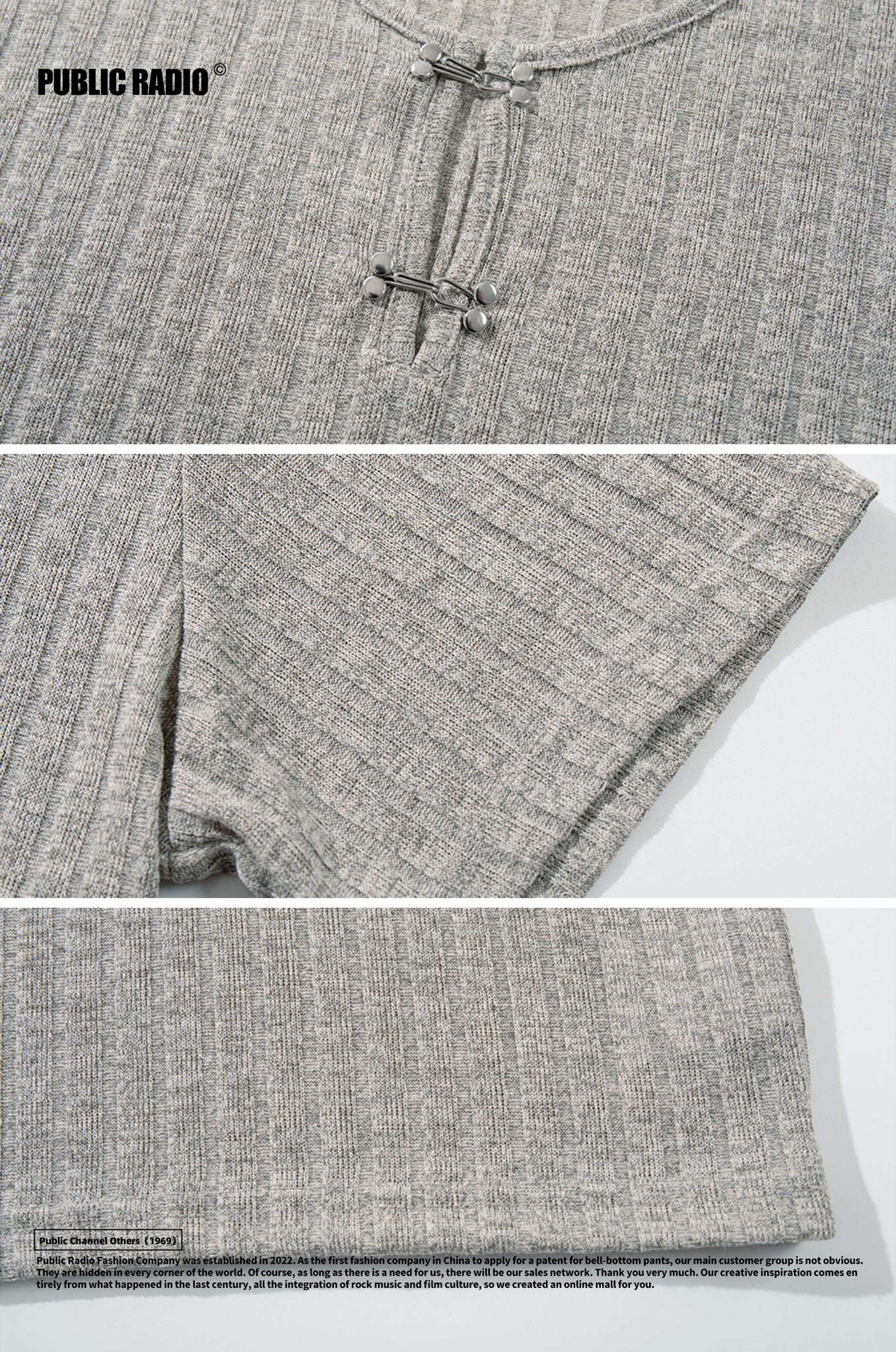 PUBLIC RADIO | Grey Short Sleeve V-Neck - Image 6