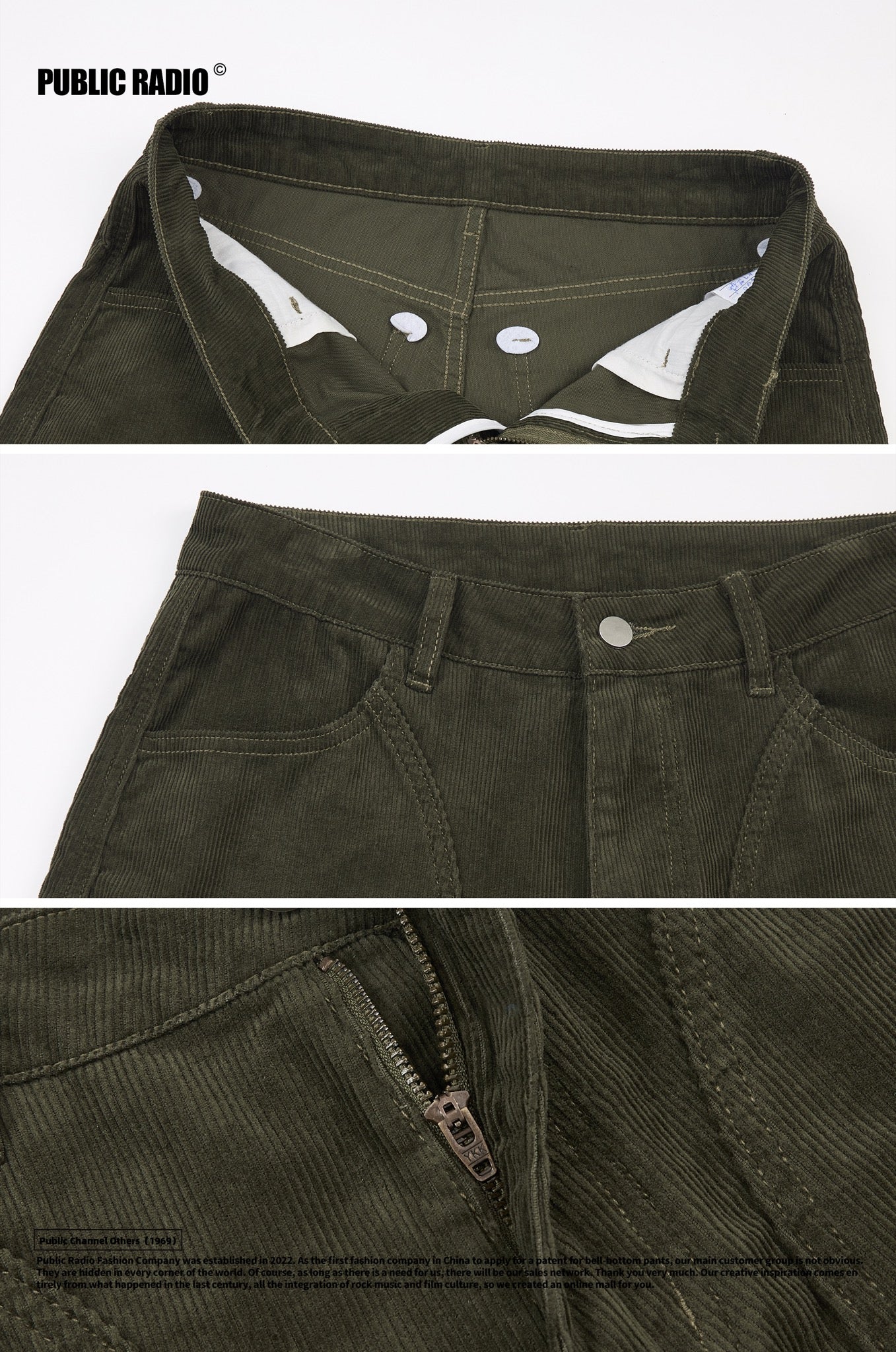 PUBLIC RADIO | Green Striped Corduroy Wide-Leg Pants - Image 7