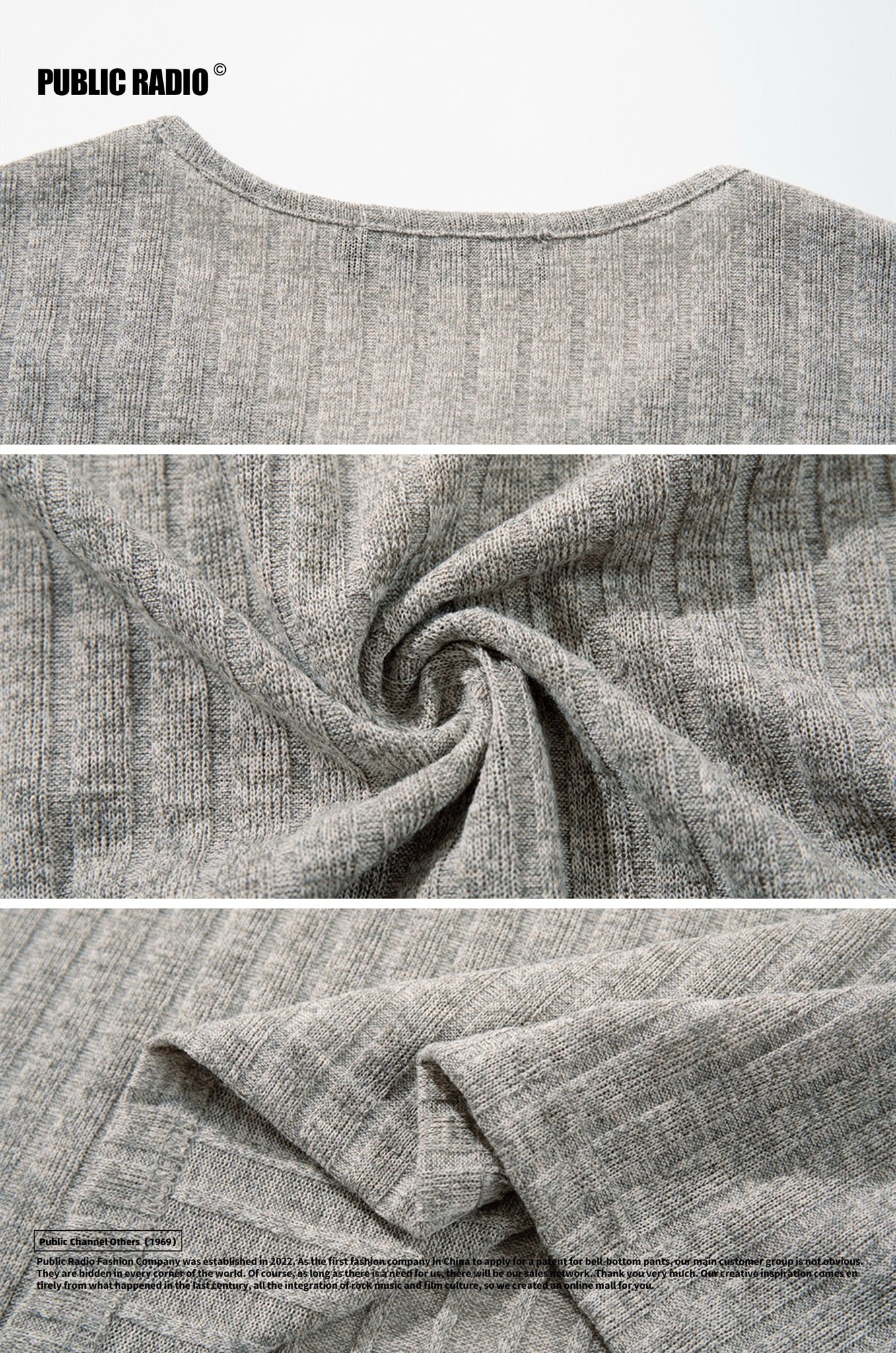PUBLIC RADIO | Grey Short Sleeve V-Neck - Image 7