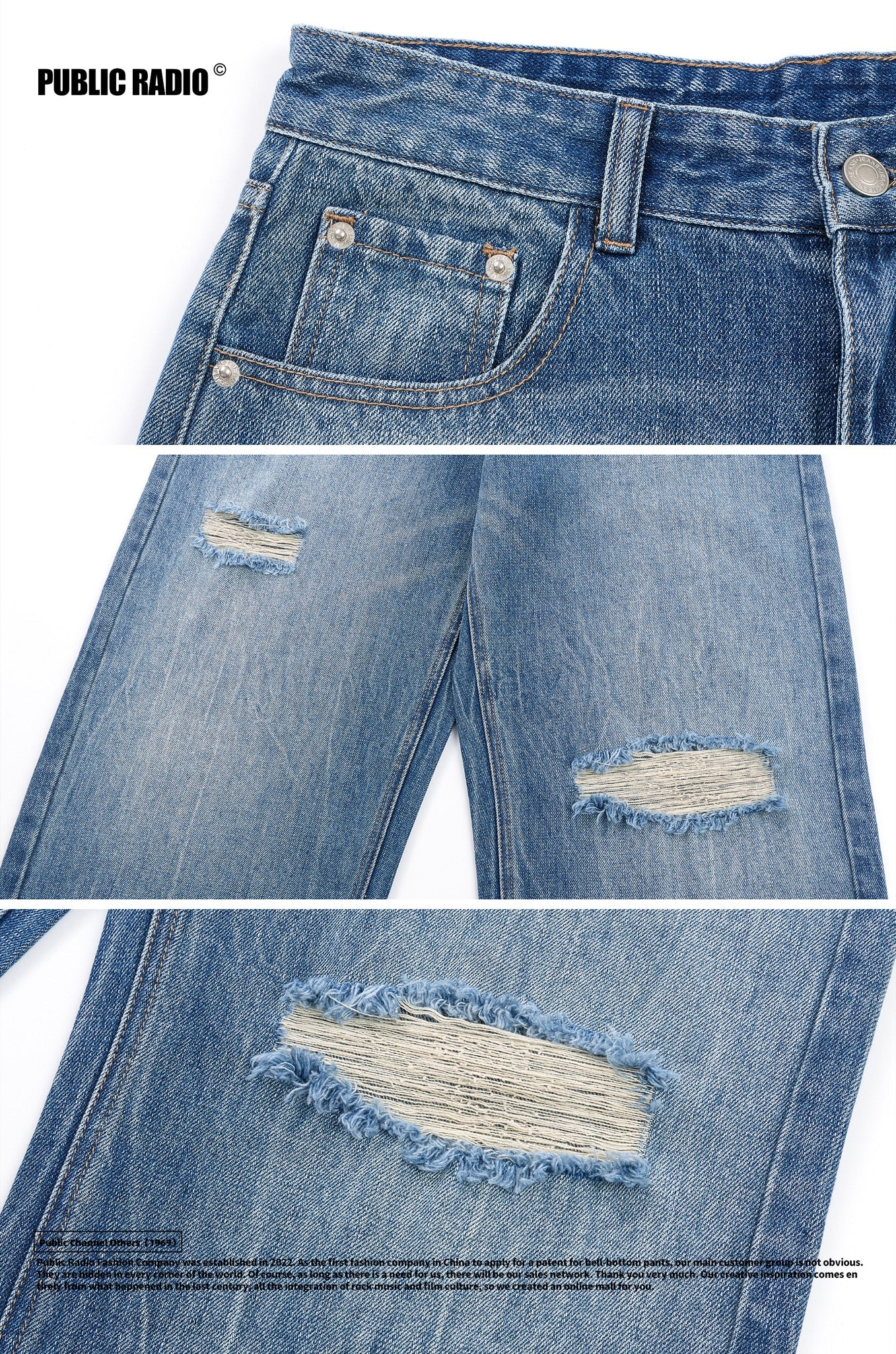 PUBLIC RADIO | Light Blue Washed Ripped Jeans - Image 7