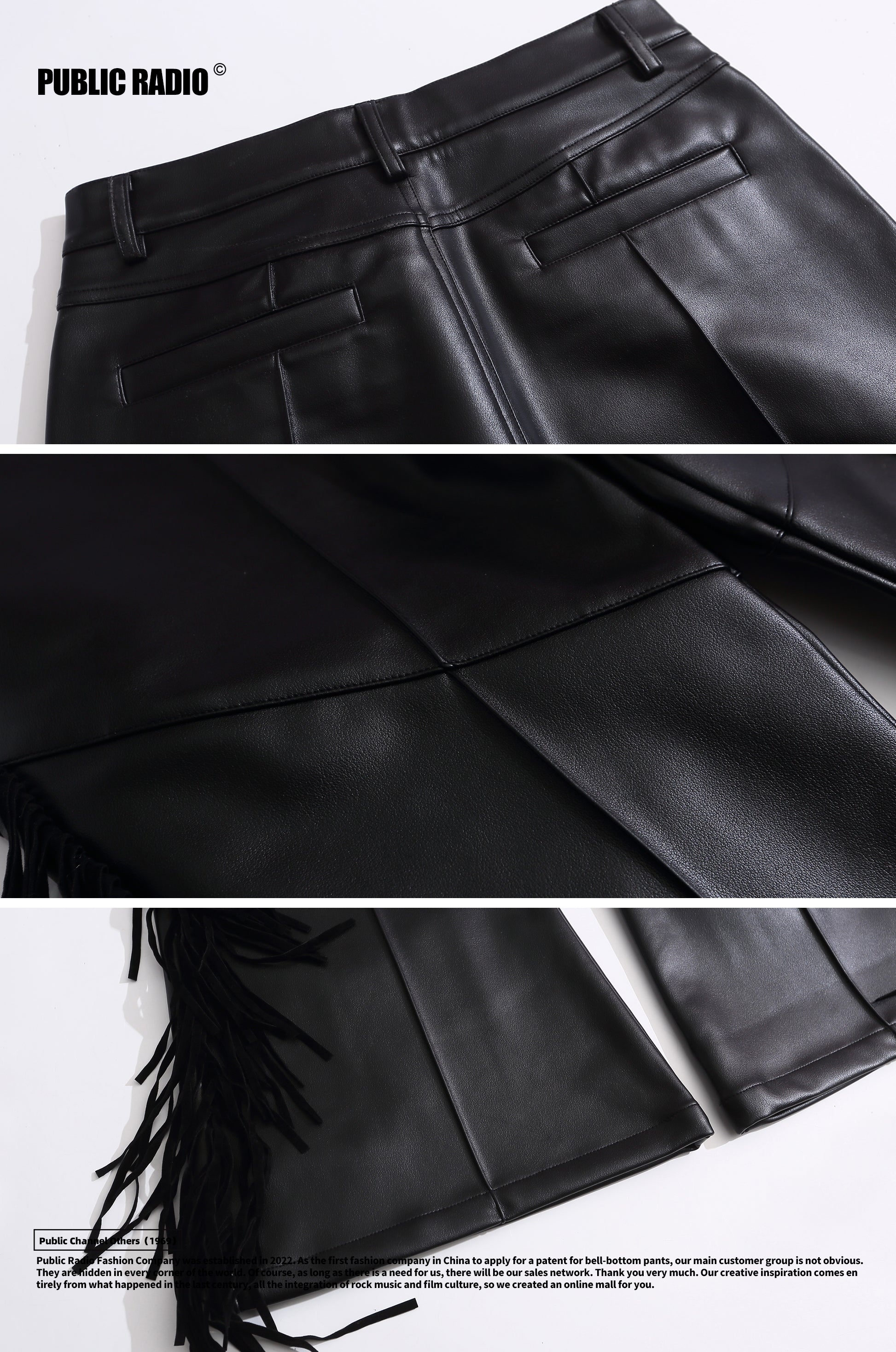 PUBLIC RADIO | WESTERNCOWBOY American Retro Genuine Leather Fringe Pants High-Waisted Flared Pants
