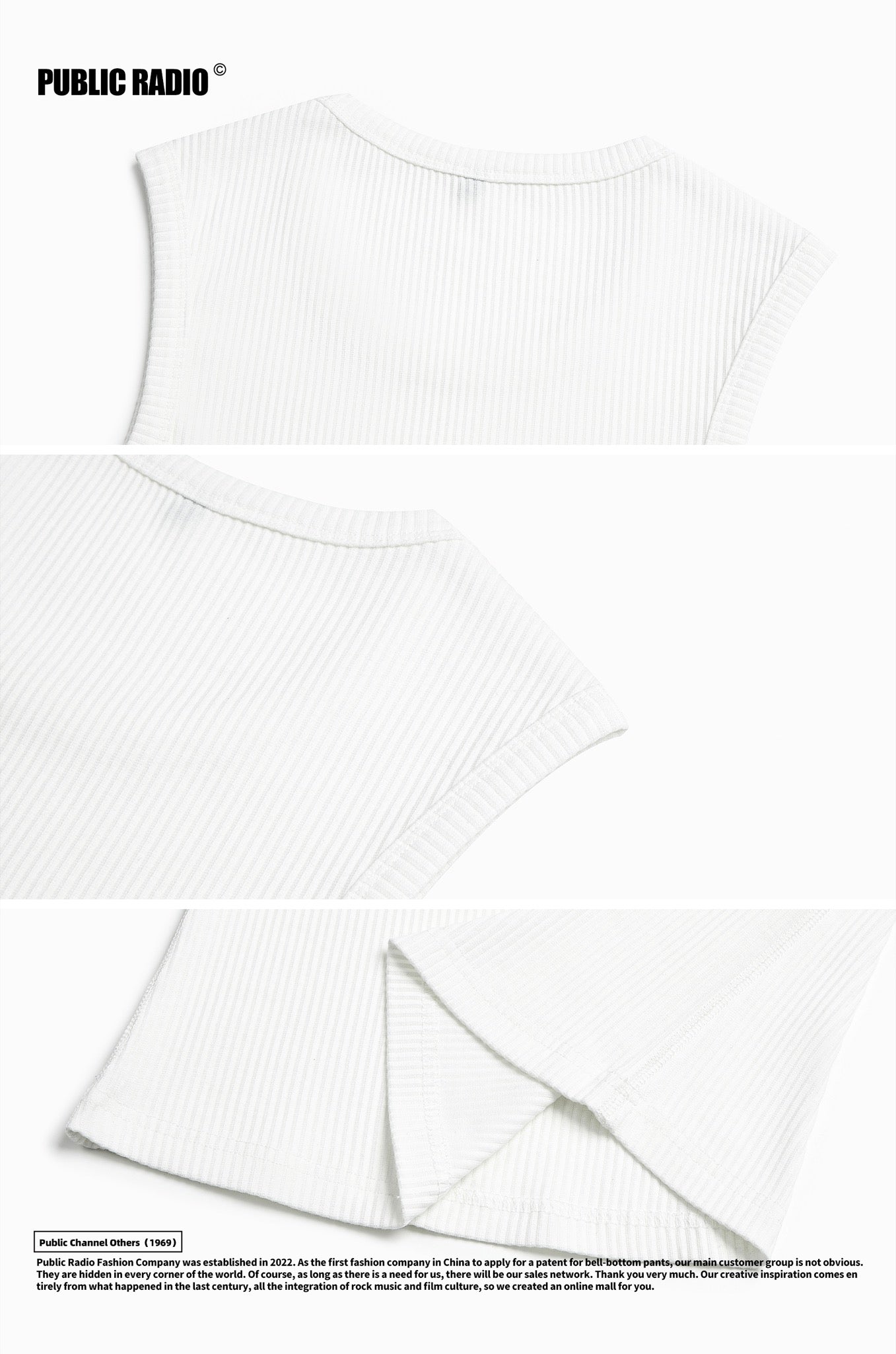 PUBLIC RADIO | White Black Ribbed Stretch Vest - Image 7