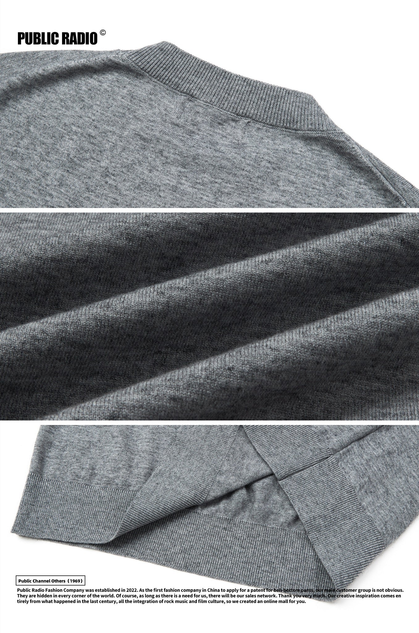 PUBLIC RADIO | Grey Cotton-Feel T-Shirt - Image 7