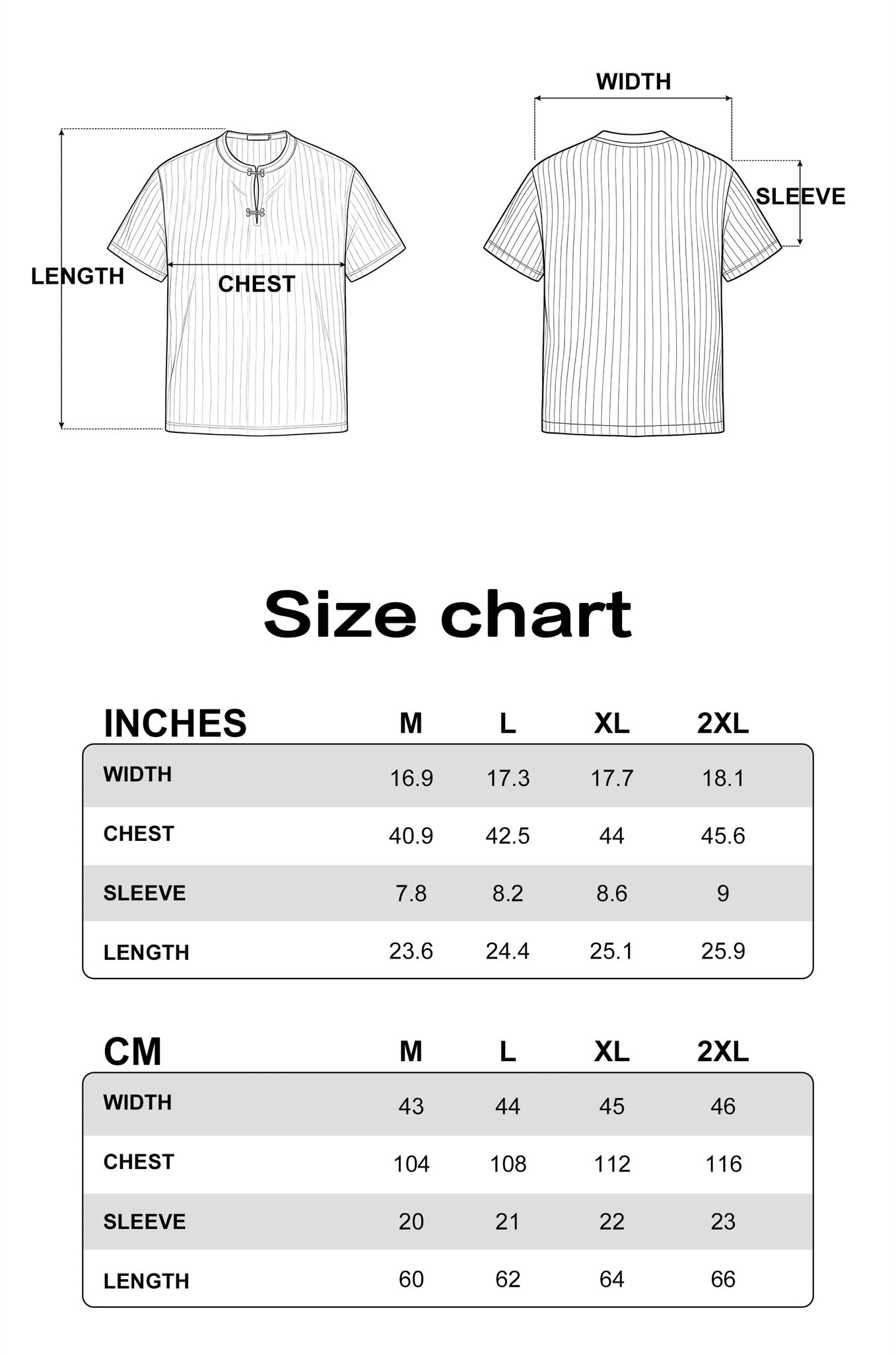 PUBLIC RADIO | Grey Short Sleeve V-Neck - Size Chart