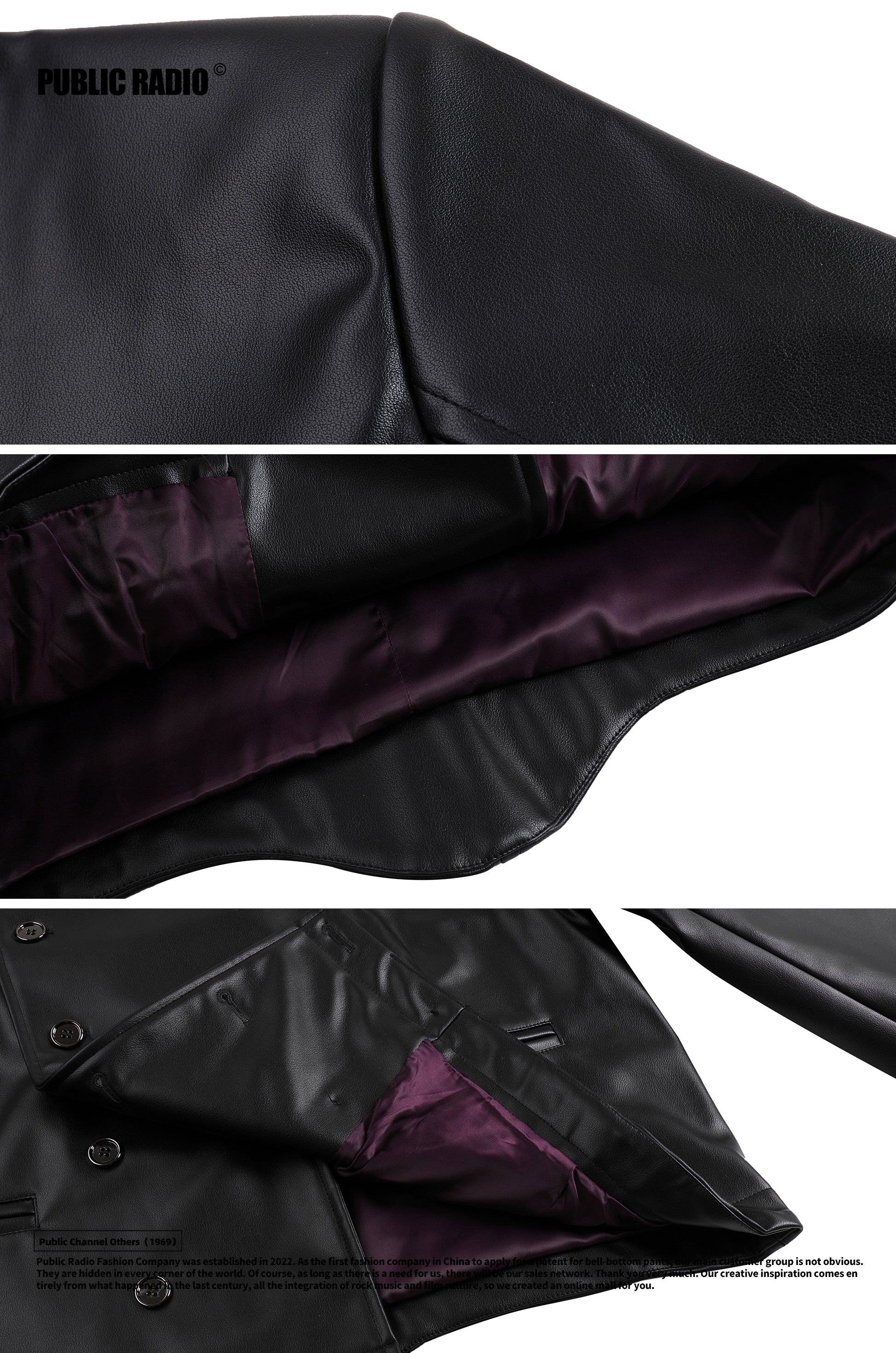 PUBLIC RADIO | American Vintage Classic Motorcycle Genuine Leather Jacket Alloy Double-Breasted