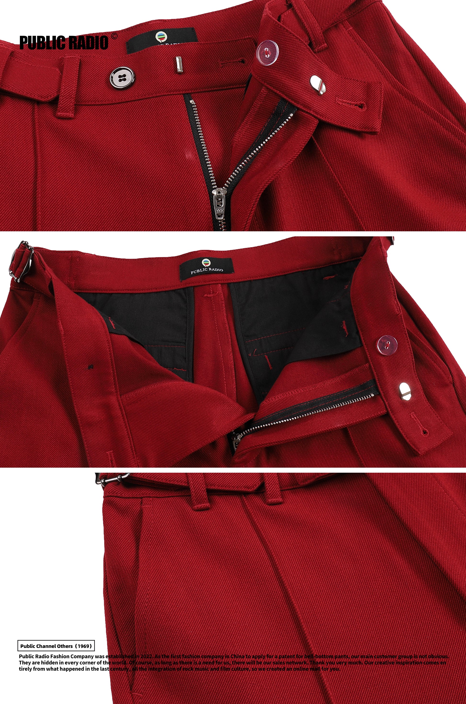 PUBLIC RADIO | American 70S Classic Double Buckle Flared Pants Vintage Craft Australian Cashmere