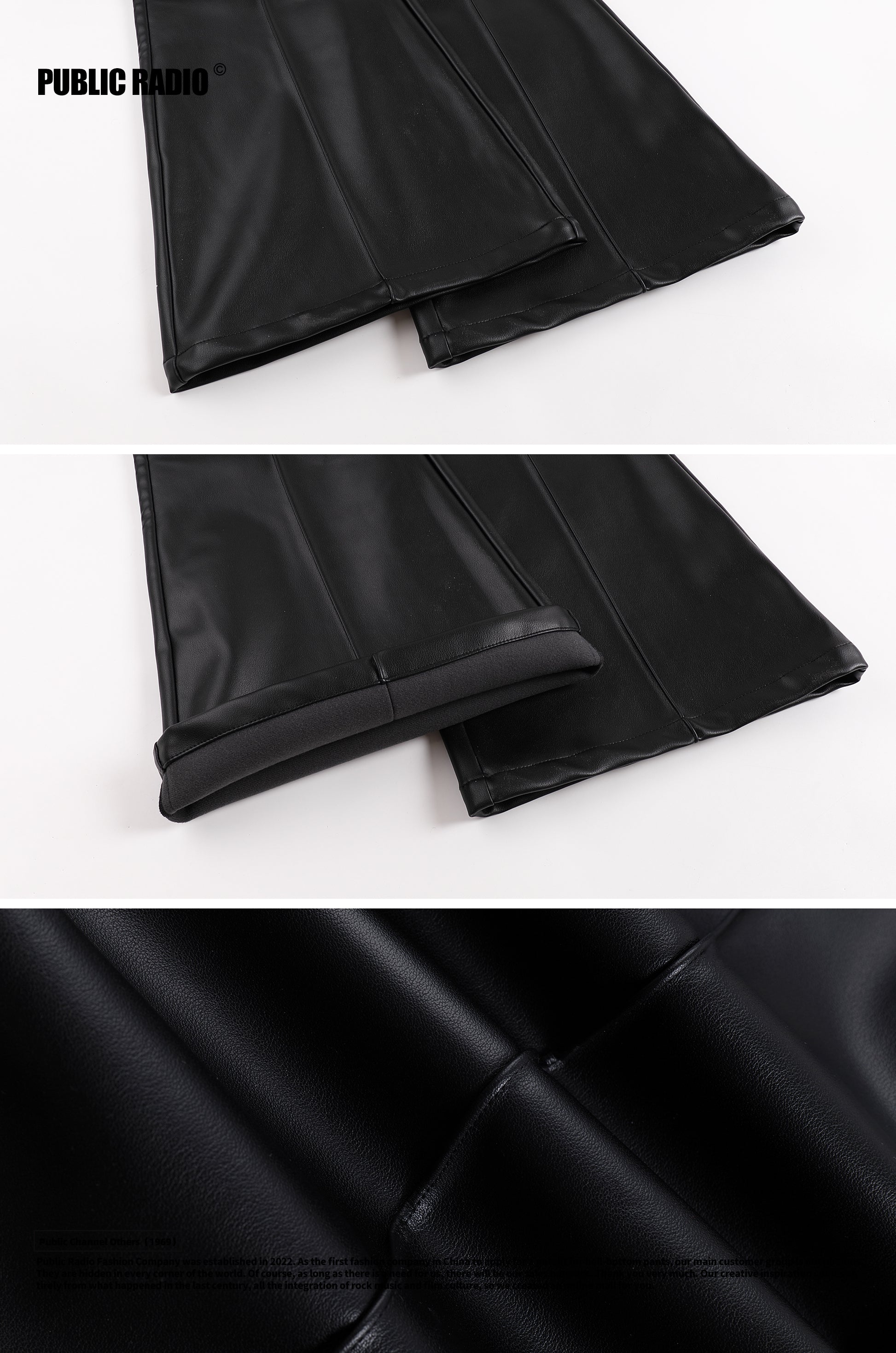 PUBLIC RADIO | Harajuku Japan Millennial Heavyweight Genuine Leather Vintage High-Waist Flared Pants