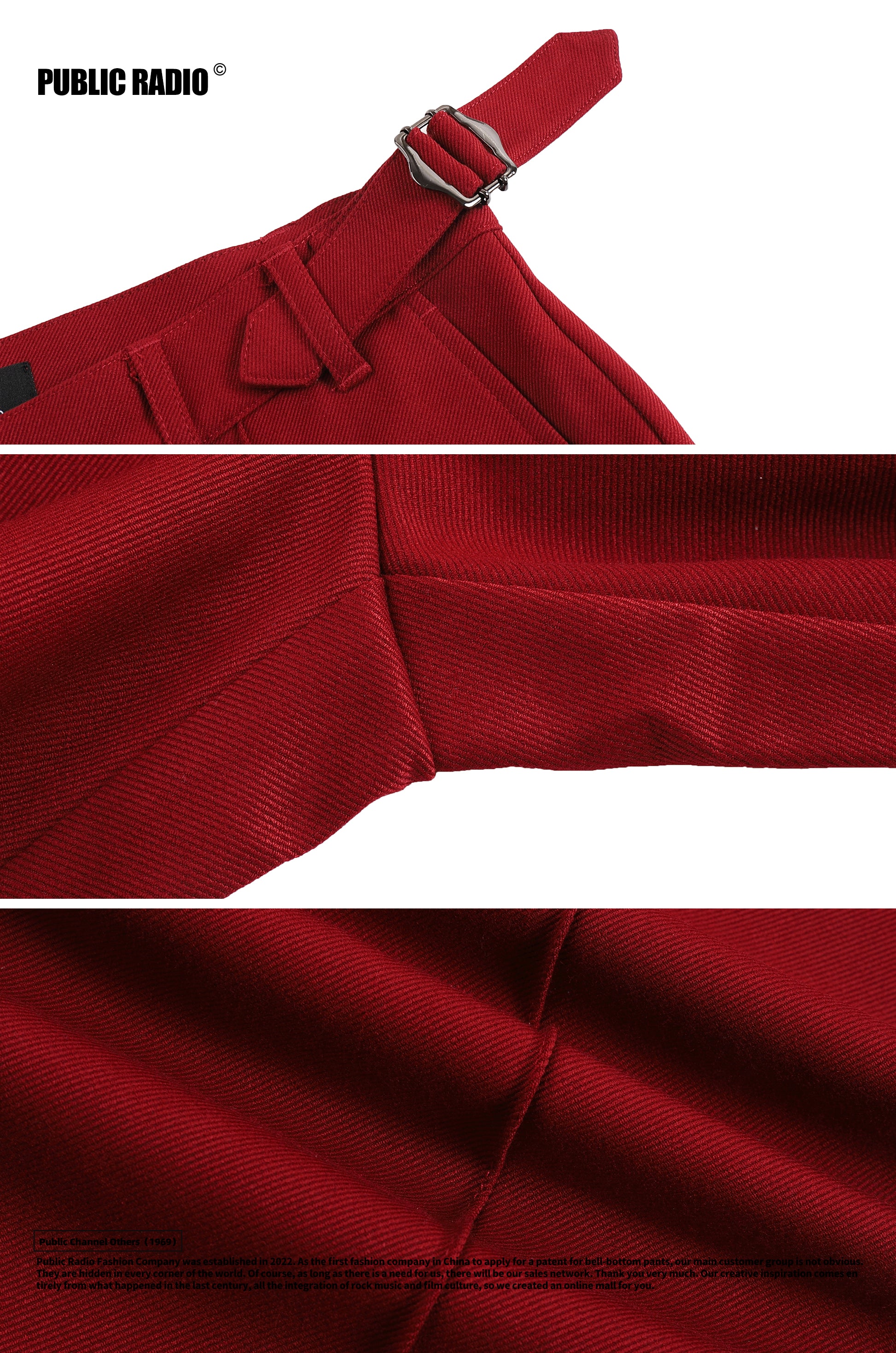 PUBLIC RADIO | American 70S Classic Double Buckle Flared Pants Vintage Craft Australian Cashmere
