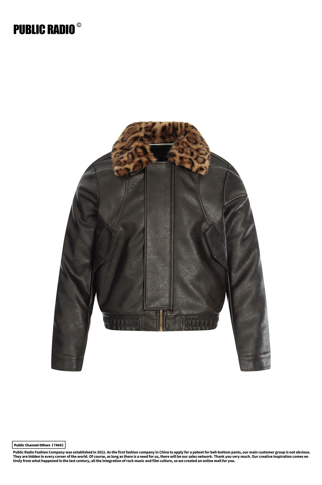 PUBLIC RADIO | Mexican Hero Series Leopard Print Warm Collar Detachable Leather Jacket Retro Style