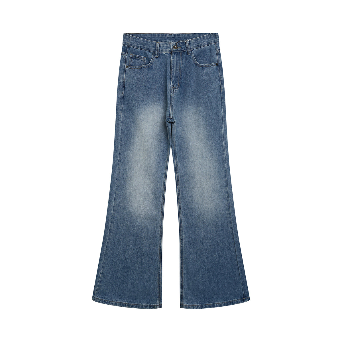 PUBLIC RADIO | HONG KONG OLD FASHION Vintage Washed Denim High-Waist Flared Pants