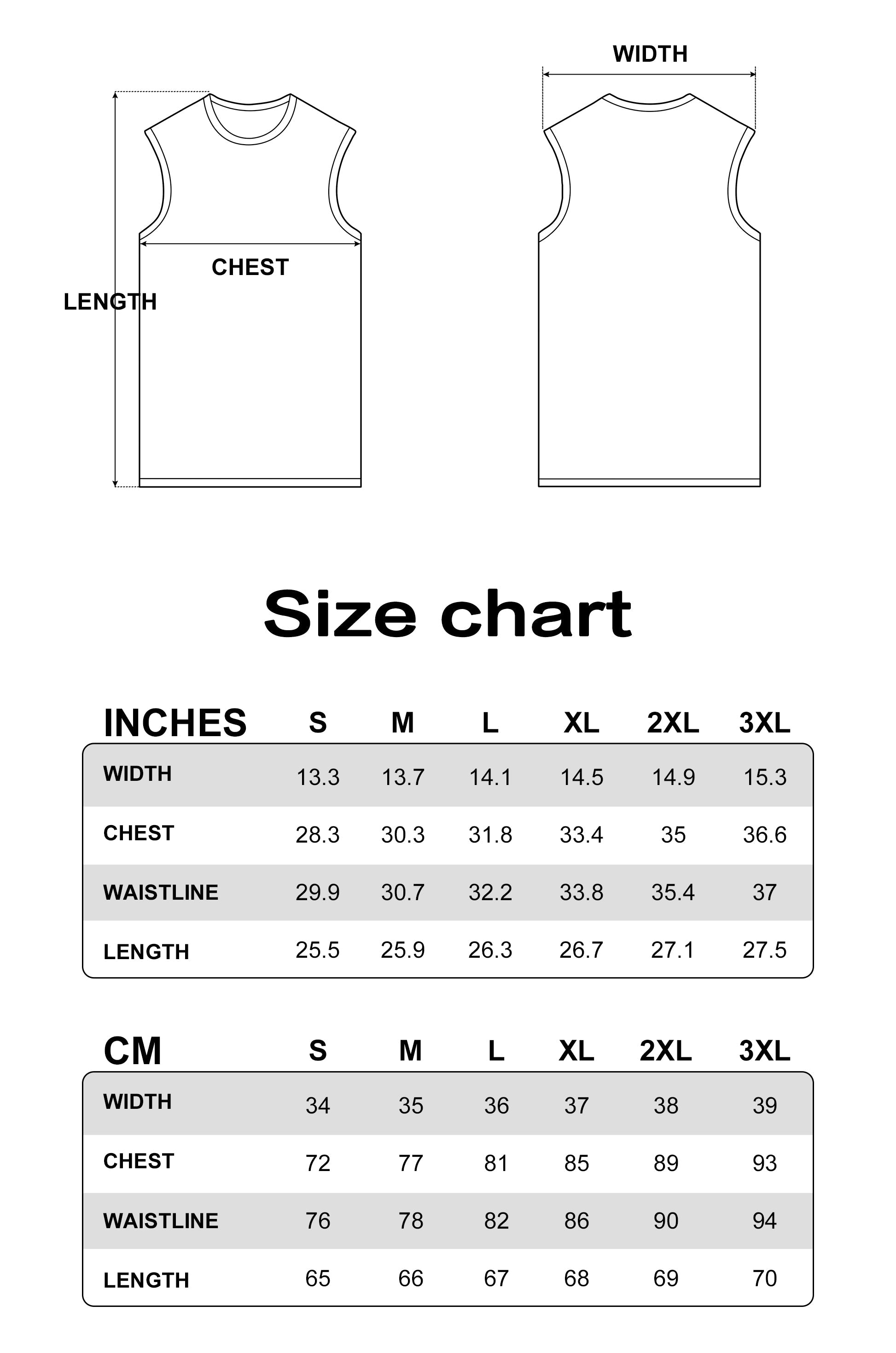 Size guide - PUBLIC RADIO | 70S Woodstock Rock Commuter Solid Small Collar Heavyweight Pure Cotton Vest