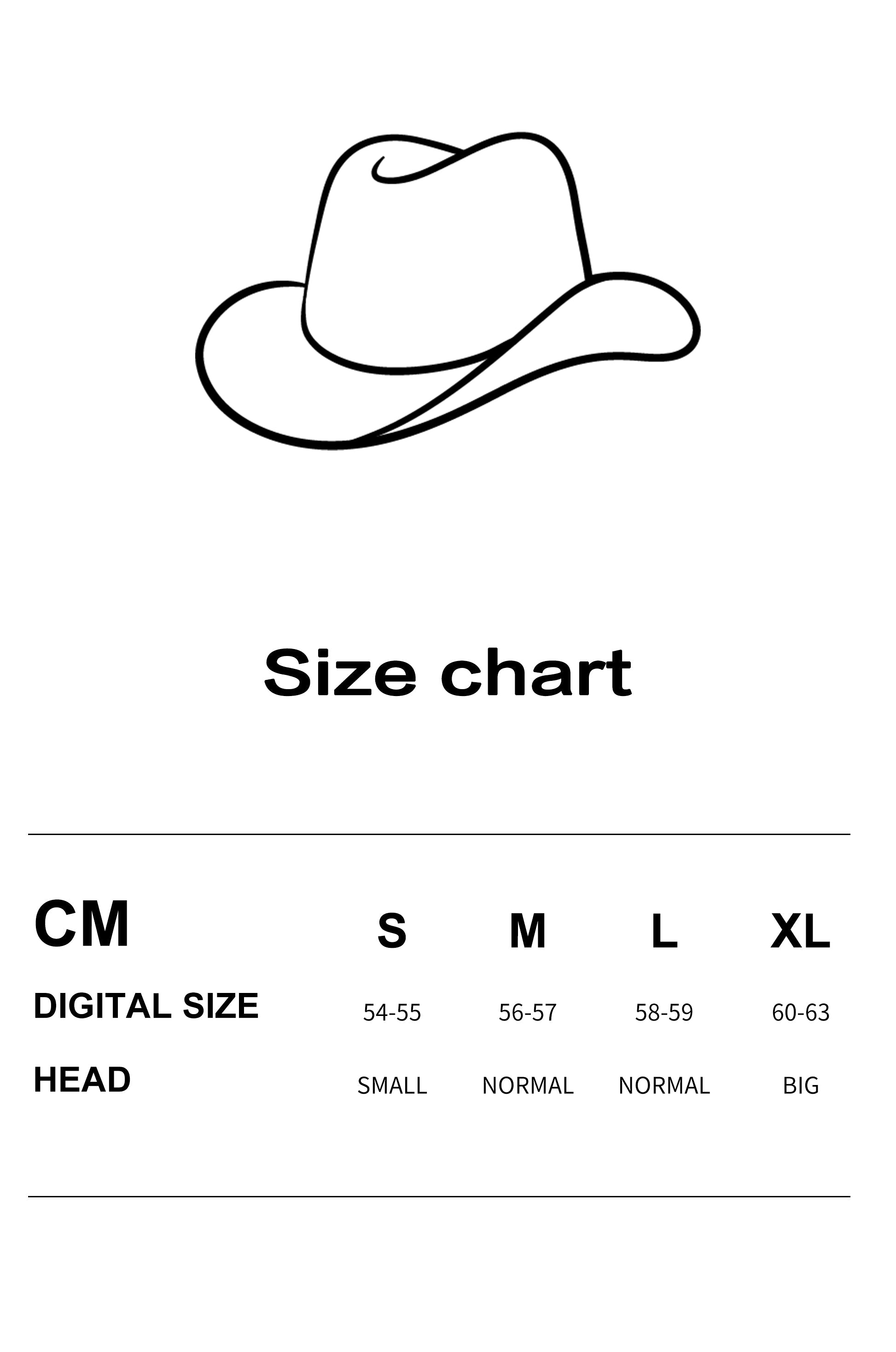 Size guide - PUBLIC RADIO | Western Traditional Pure Wool Cowboy Hat Yellowstone Sun-Proof Water-Proof