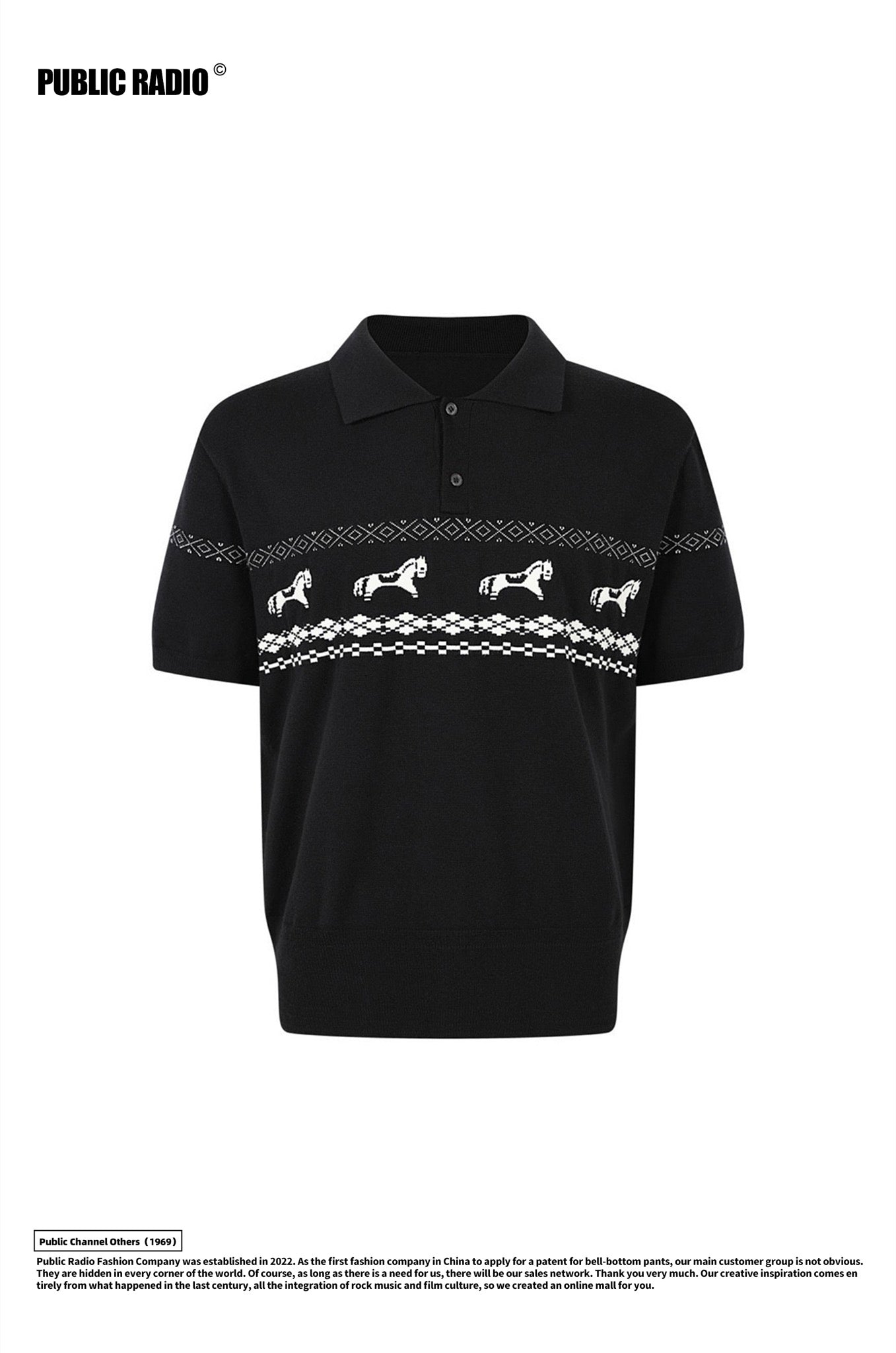 PUBLIC RADIO | White Deer Print Polo Shirt - Image 10