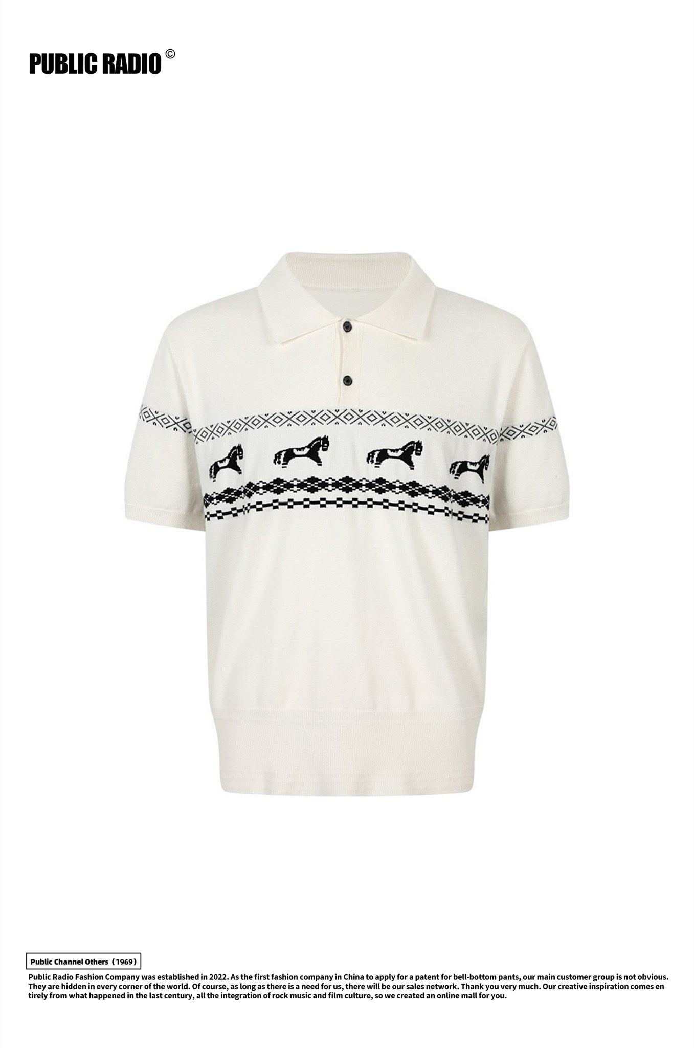 PUBLIC RADIO | White Deer Print Polo Shirt - Image 9