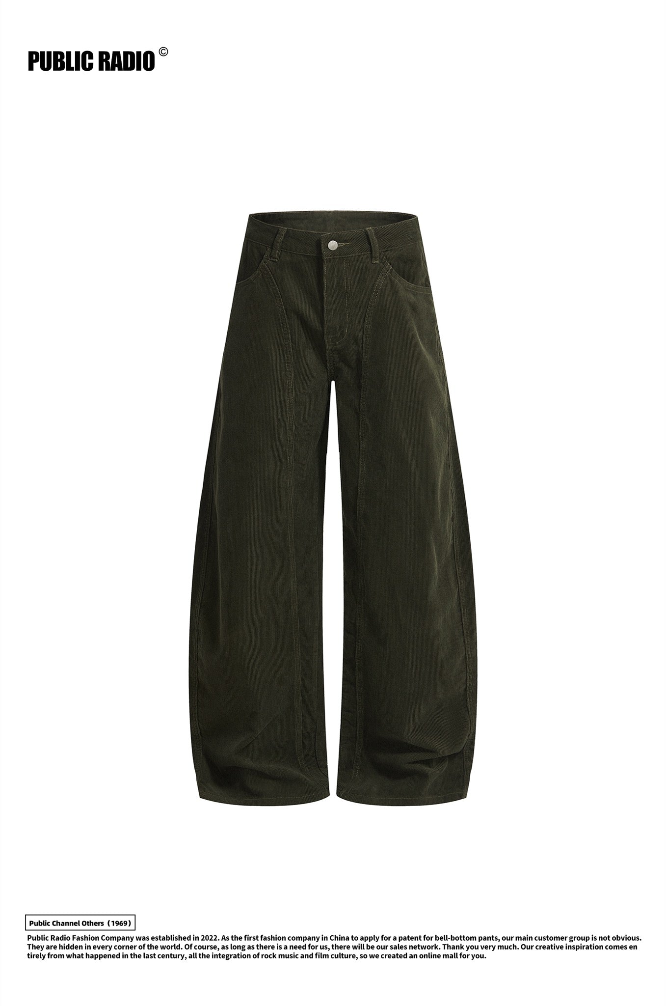 PUBLIC RADIO | Green Striped Corduroy Wide-Leg Pants - Image 10