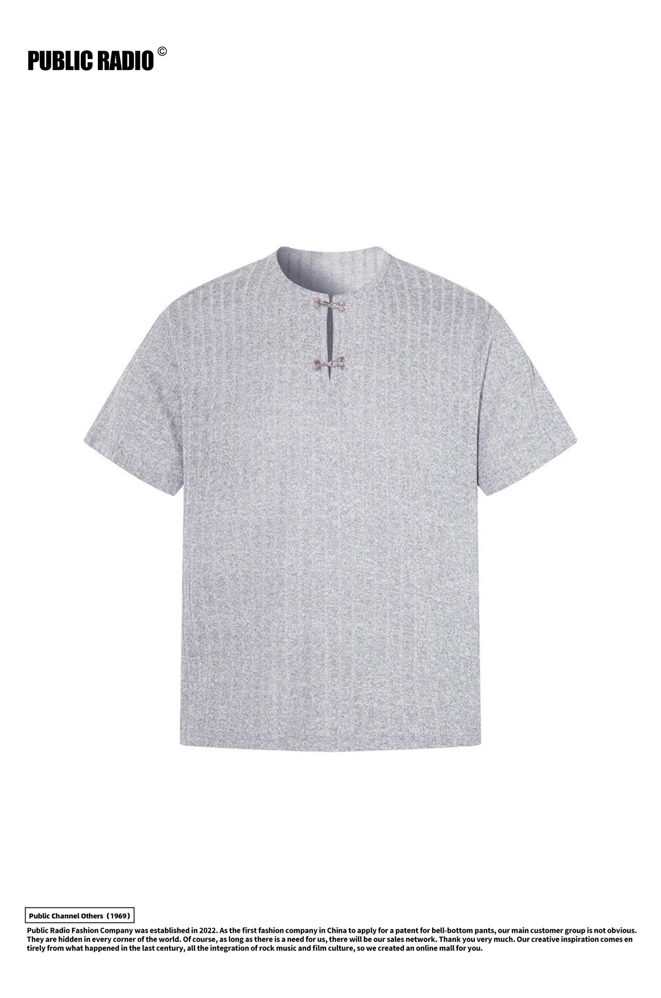 PUBLIC RADIO | Grey Short Sleeve V-Neck - Image 8