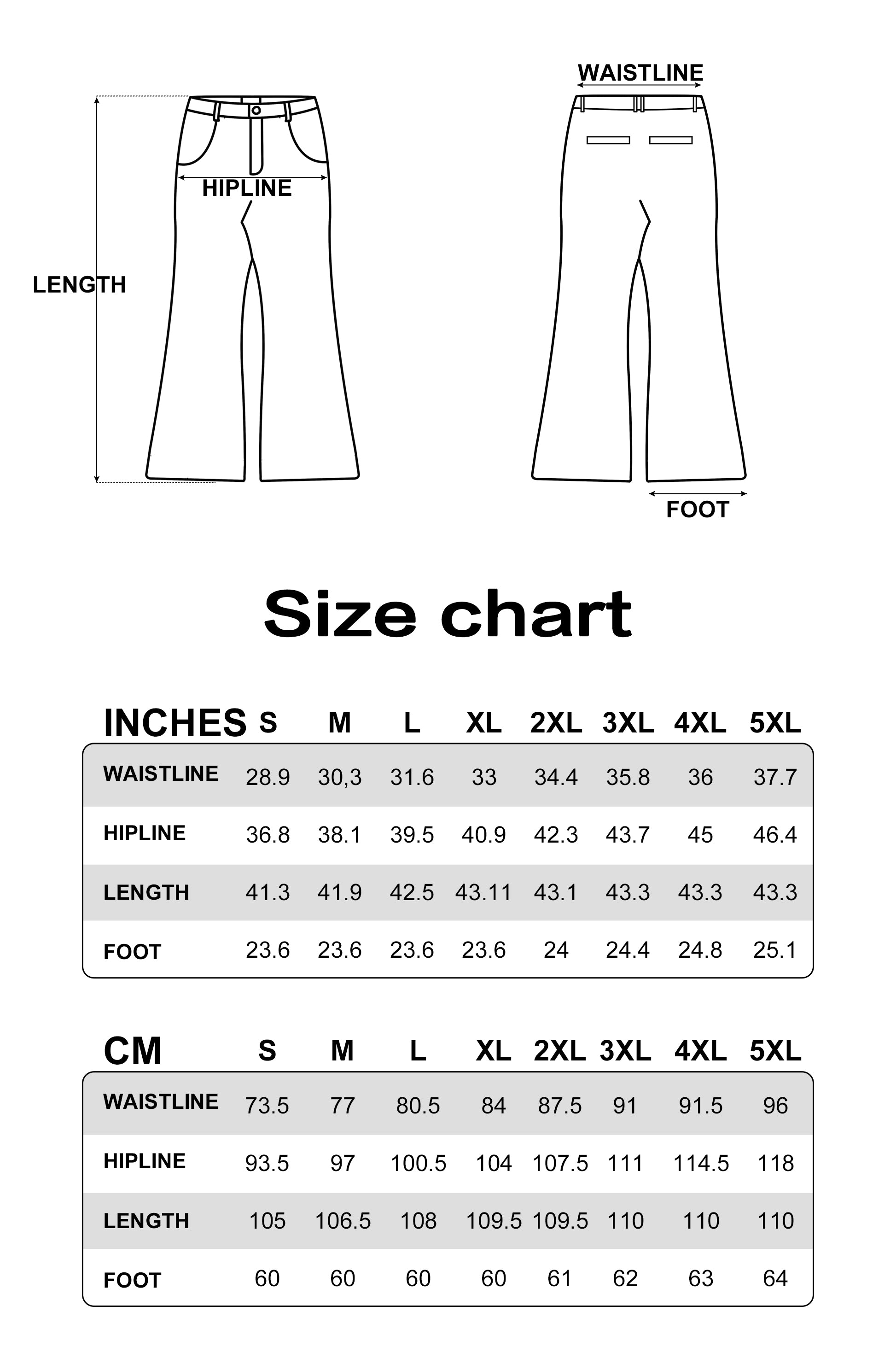 Size guide - PUBLIC RADIO | WESTERNCOWBOY American Retro Genuine Leather Fringe Pants High-Waisted Flared Pants